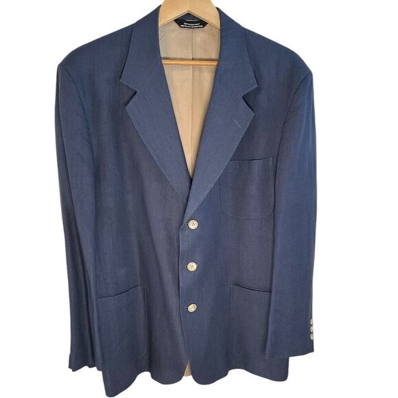 Ellis Sport Coat Blazer Light Blue Made in USA Size 43 R 100% Linen Work Wear - Picture 1 of 14